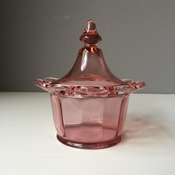 Azaela Pink Imperial Glass Co. Lace Edge Candy Dish, Vintage Collectible Glass