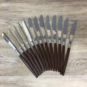 Ekco Eterna Canoe Muffin Flatware, Set of 13 Knives, Mid Century Place Setting Knife Set, Japan Stainless Steel Utensils image 2