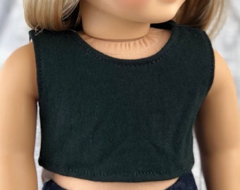Black CROP TANK TOP for 18 Inch Doll such as American Girl Doll