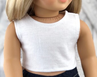 White CROP TANK TOP for 18 Inch Doll