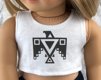 American Made Doll Clothes | Native American Bird Graphic CROP TANK TOP for 18 inch doll such as American Girl Doll