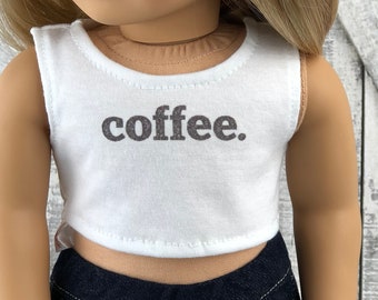 American Made Doll Clothes | Coffee CROP TANK TOP for 18 inch doll