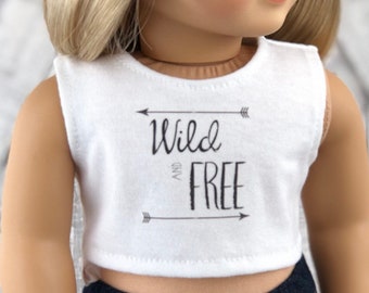 American Made Doll Clothes | Wild and Free with Arrows CROP TANK TOP for 18 inch doll