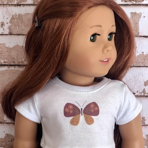 18 Inch Doll Clothes Butterfly Graphic White Short Sleeve Tee Crop TOP T-Shirt Tshirt for 18 Inch Doll such as AG with Matching Sticker image 7