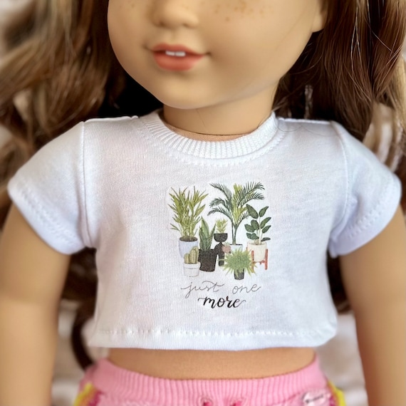 18 Inch Doll Clothes | More Plants Please Graphic White Short Sleeve Tee Crop TOP T-Shirt Tshirt for 18 Inch Doll such as AG
