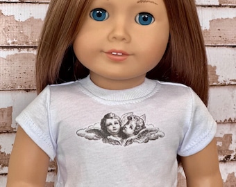 18 Inch Doll Clothes | Angel Graphic White Short Sleeve Tee Crop TOP T-Shirt Tshirt for 18 Inch Doll such as AG