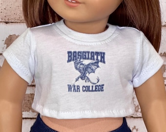 18 Inch Doll Clothes | Dragon Graphic White Short Sleeve Tee Crop TOP T-Shirt Tshirt for 18 Inch Doll such as AG