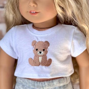 Doll Bear Tee Doll Crop Top 18 Inch Doll Top Teddy Bear Tee for Doll Crop Top Doll T-Shirt T shirt for 18 Inch Doll Gift for Teen Girl Gift