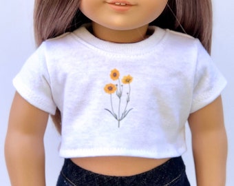 Floral 18 Inch Doll Jacket 18 Inch Doll Clothes Yellow Doll Clothes 18 inch Doll Cardigan 18 Inch Doll Jacket Spring Doll Clothes