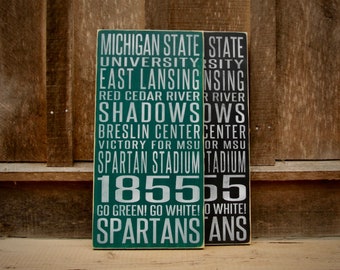 Michigan State University Spartans Distressed Wood Sign--Great Father's Day Gift!