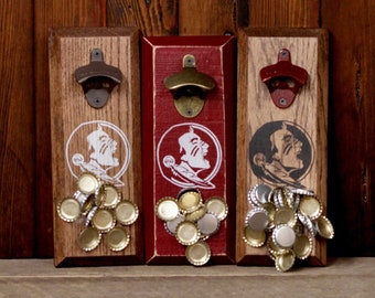 Magnetic Bottle Opener - Florida State University Seminole Logo - Great Father's Day Gift or Groomsmen Gift!