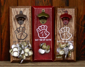 Magnetic Bottle Opener - Texas State University Bobcats EAT &#39;EM UP Cats Logo- Great Father&#39;s Day Gift or Groomsmen Gift!
