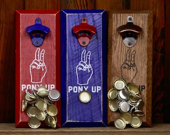 Magnetic Bottle Opener - Southern Methodist University PONY UP Logo - Great Father's Day Gift or Groomsmen Gift!