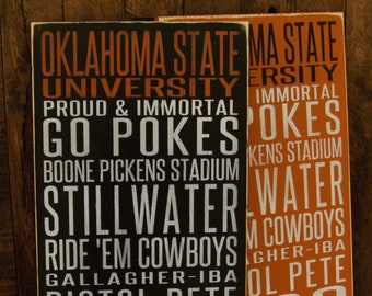 Oklahoma State University Cowboys Distressed Wood Sign--Great Father's Day Gift!