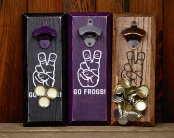 Magnetic Bottle Opener - Texas Christian University Horned Frogs GO FROGS! Logo- Great Father's Day Gift or Groomsmen Gift!