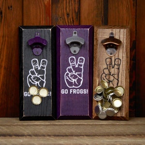 Magnetic Bottle Opener - Texas Christian University Horned Frogs GO FROGS! Logo- Great Father&#39;s Day Gift or Groomsmen Gift!