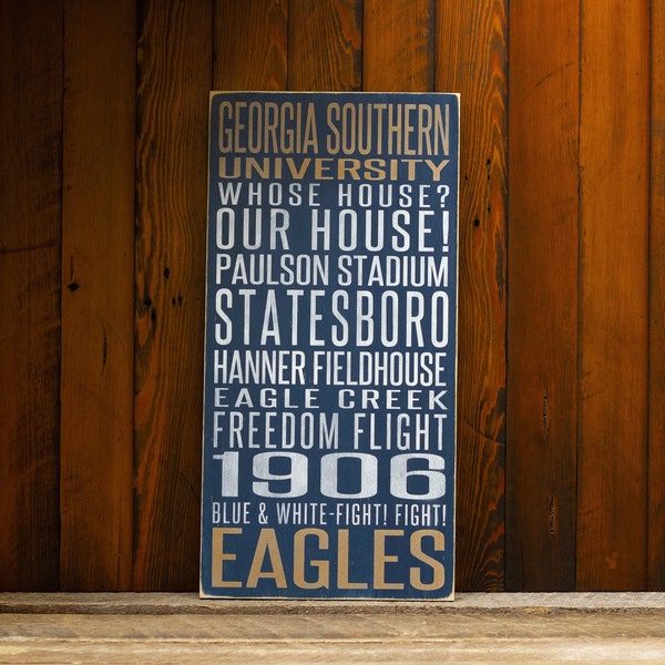 Georgia Southern University Distressed Wood Sign-Great Father's Day Gift!