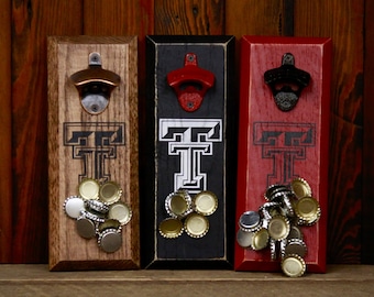 Magnetic Bottle Opener - Texas Tech University Double T Logo - Great Father's Day Gift or Groomsmen Gift!
