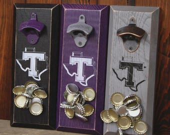Magnetic Bottle Opener - Tarleton State University Texans Beveled T Logo - Great Father's Day Gift or Groomsmen Gift!