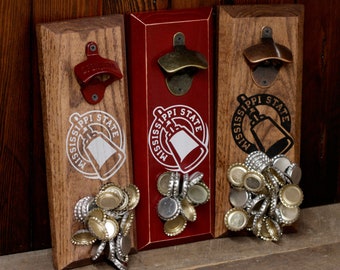 Magnetic Bottle Opener - Mississippi State University Cowbell Logo- Great Father's Day Gift or Groomsmen Gift!
