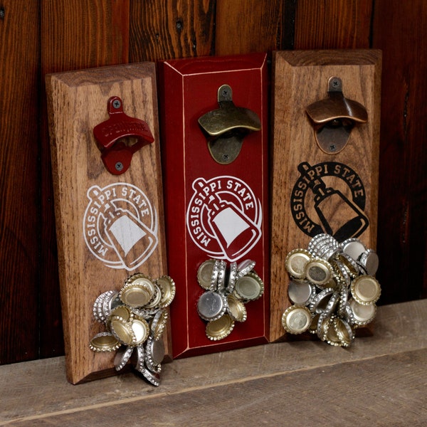 Magnetic Bottle Opener - Mississippi State University Cowbell Logo- Great Father's Day Gift or Groomsmen Gift!