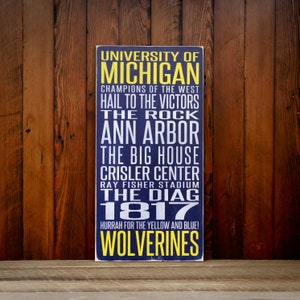 University of Michigan Wolverines Distressed Wood Sign-Great Father&#39;s Day Gift!