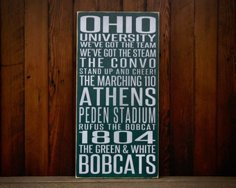 Ohio University Bobcats Distressed Wood Sign-Great Father's Day Gift!