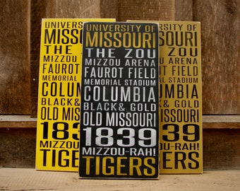 University of Missouri Tigers Distressed Wood Sign--Great Father's Day Gift!