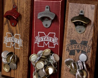 Magnetic Bottle Opener - Mississippi State University Logo- Great Father's Day Gift or Groomsmen Gift!