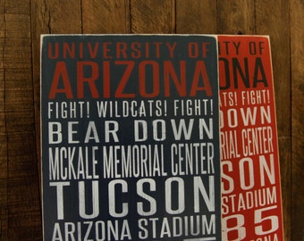 University of Arizona Wildcats Distressed Wood Sign-Great Father's Day Gift!