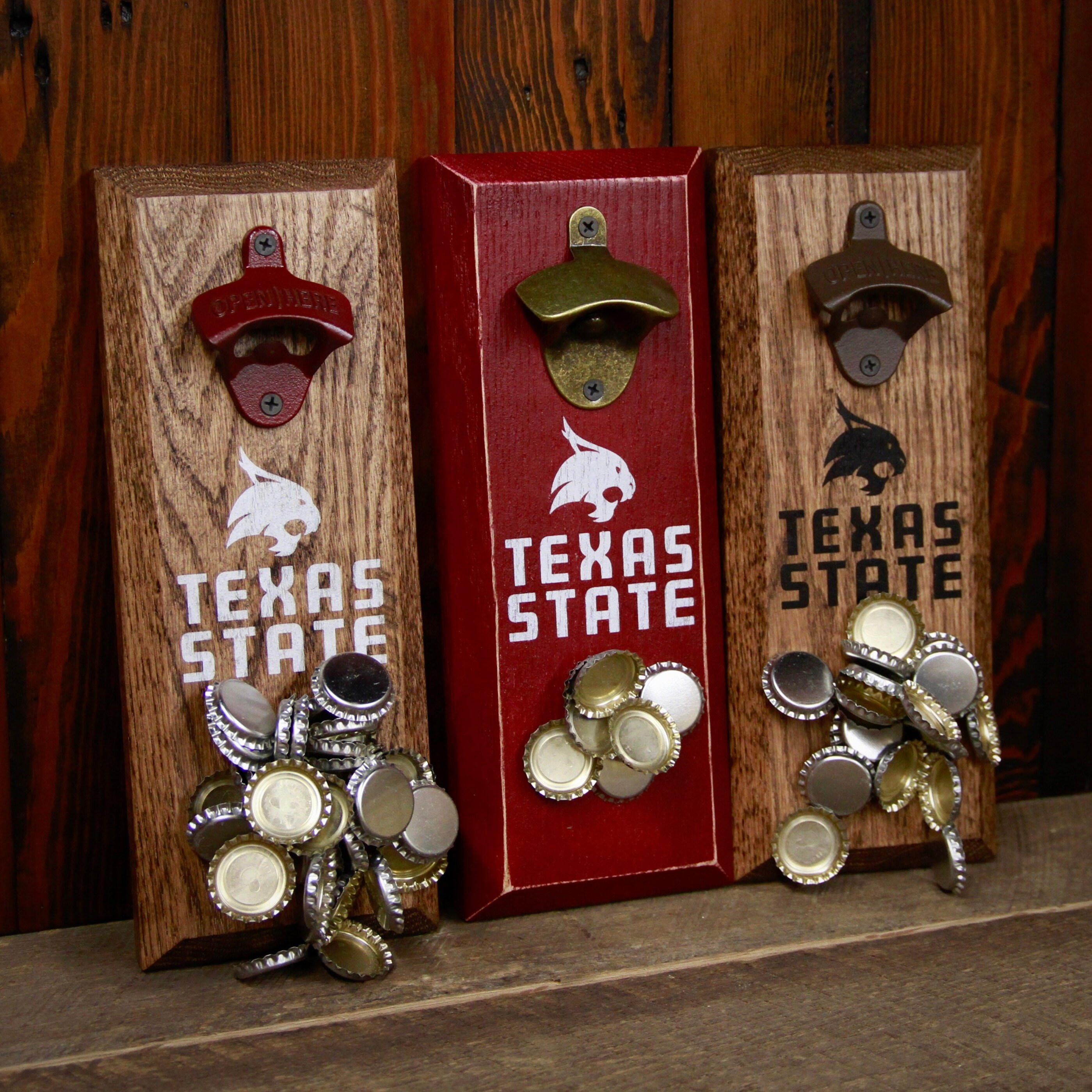 Magnetic Bottle Opener - Texas State University Bobcats Logo- Great Father's Day Gift or Groomsmen Gift!