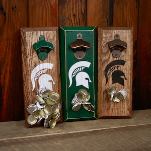 Magnetic Bottle Opener - Michigan State University Spartans Logo - Great Father&#39;s Day Gift or Groomsmen Gift!