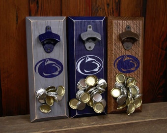 Magnetic Bottle Opener - Penn State University Nittany Lions Logo - Great Father's Day Gift or Groomsmen Gift!