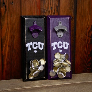 Magnetic Bottle Opener - Texas Christian University Horned Frogs Logo- Great Father&#39;s Day Gift or Groomsmen Gift!