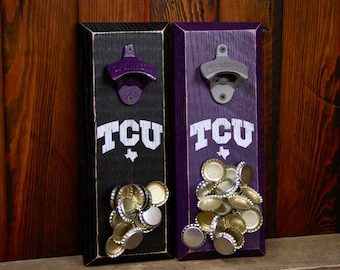 Magnetic Bottle Opener - Texas Christian University Horned Frogs Logo- Great Father's Day Gift or Groomsmen Gift!
