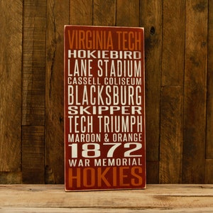 Virginia Tech Hokies Distressed Wood Sign--Great Father's Day Gift!