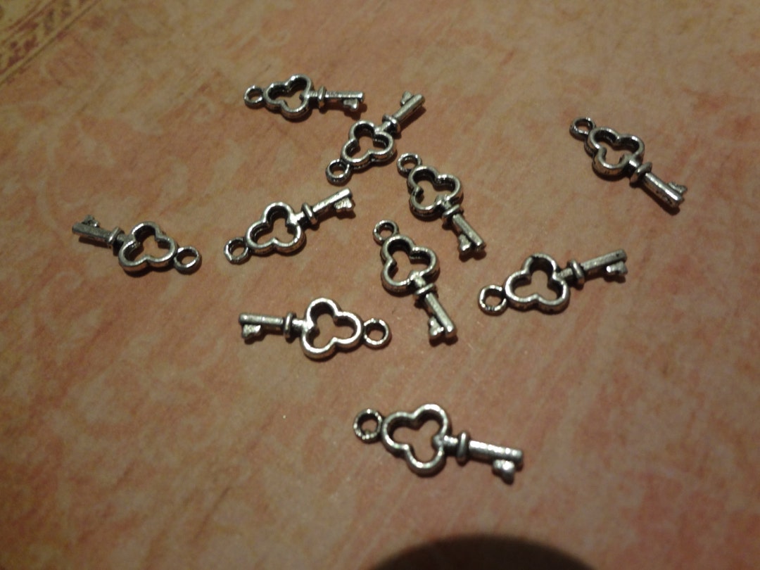 Mini Key Charm 10 Key Charm Tiny Key Mini Key Charm 10 Key Bracelet Charm Steampunk ...