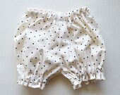 White and black polka dots baby bloomers 100% cotton.