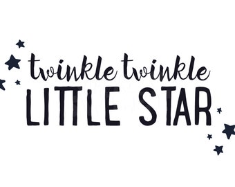 Nursery Print / Poster: Twinkle Twinkle Little Star (Multiple Sizes), Nursery Rhyme Art Print, Postcard, Poster, Sign