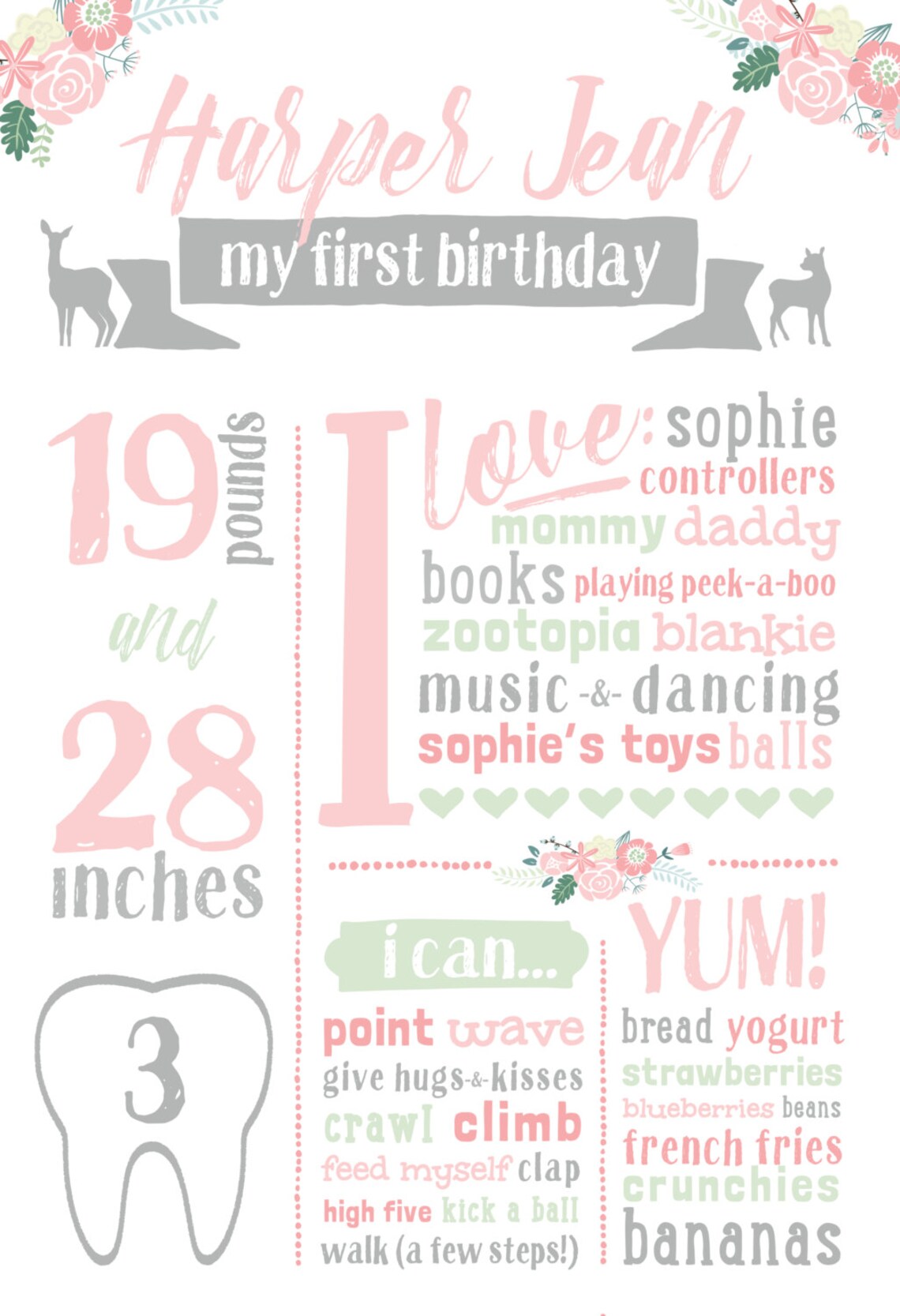 First Birthday Milestone Board Poster 1st Birthday Sign - Etsy