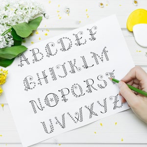 Vector Decorative Cute Alphabet,monogram,initial letter, drop cap,capital letter, clip art, printable, vector, instant download,eps,ai,VA001