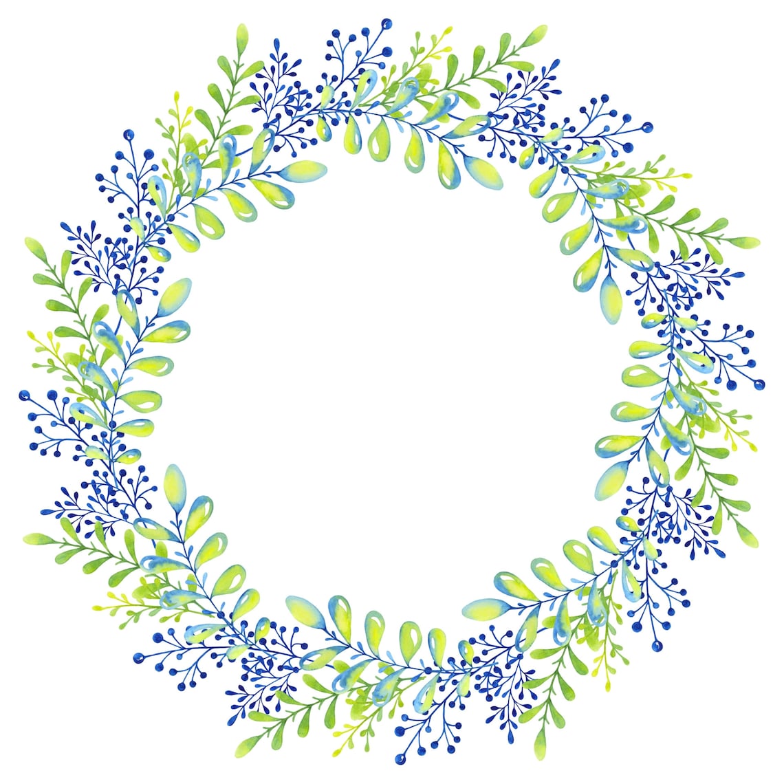 Hand Painted Watercolor Wreaths for Greeting Card, Digital Card ...