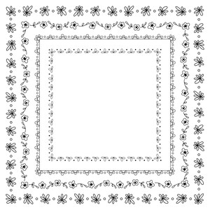 May include: A set of four black and white floral borders. The borders are made up of simple, hand-drawn flowers and leaves. The borders are perfect for adding a touch of whimsy to any project.