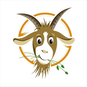 Leuke leuke kop van de geit - Illustratie, digitale kaart, afdrukbaar, vector, instant download, vector art, eps, jpg, digitale afbeeldingen - IL014