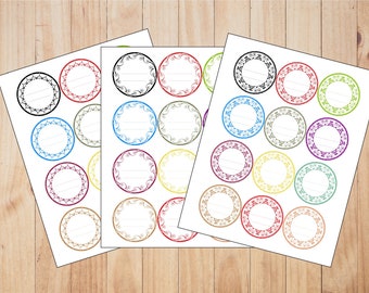Etiquetas imprimibles de 2.5 ", descarga instantánea, etiquetas de enlatado, etiquetas de regalo, frascos mason, tapas, bricolaje, favores, sellos, scrapbooking, boda, LB03