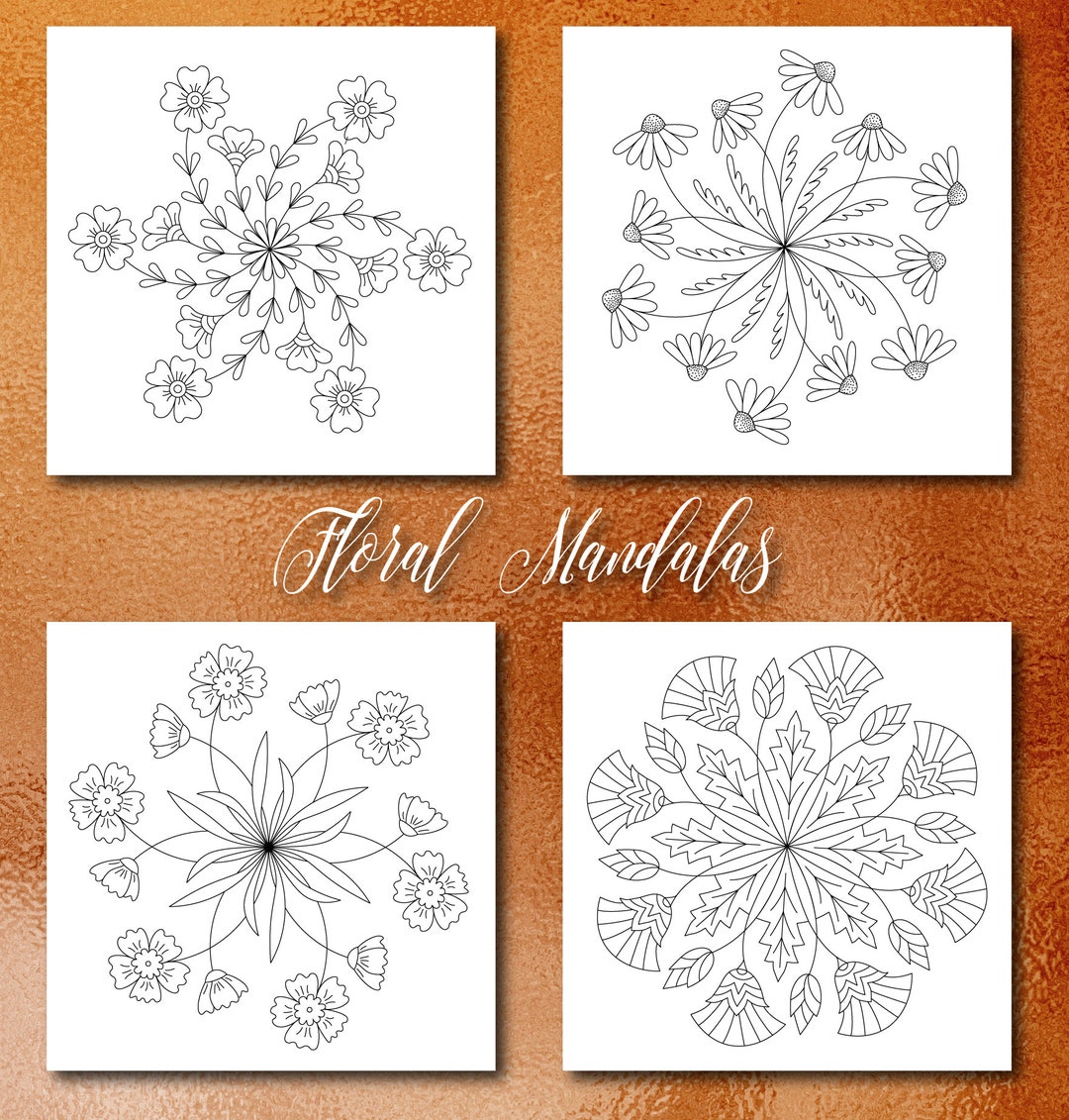 Floral Coloring Pages for Adults 8 Printable Coloring Pages - Etsy