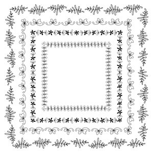 May include: A set of black and white floral borders, perfect for adding a touch of elegance to your designs. The borders feature a variety of floral motifs, including leaves, flowers, and swirls.