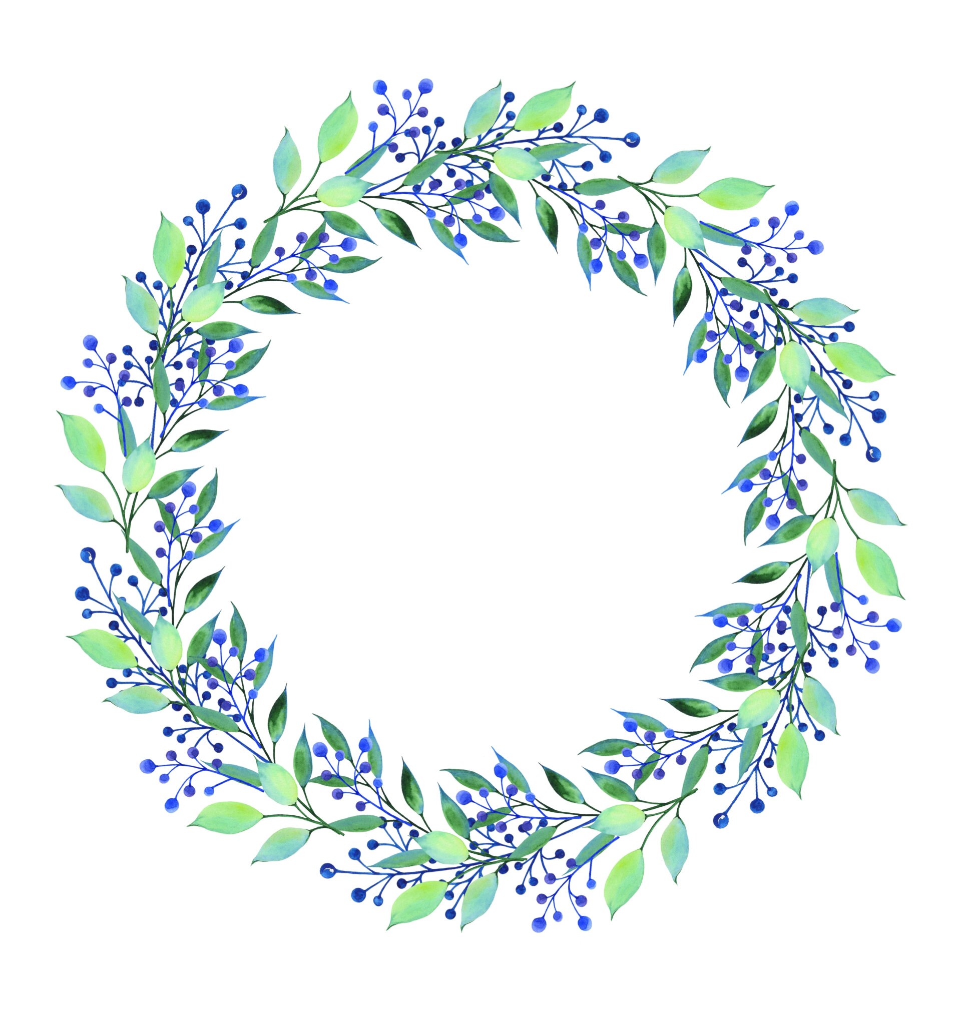 Hand Painted Watercolor Wreaths for Greeting Card, Digital Card ...