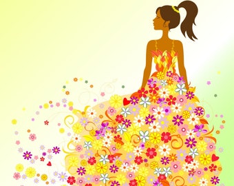 Linda "Autumn Girl" ilustración, tarjeta digital, clipart, imprimible, tarjeta, vector, descarga instantánea, arte vectorial, eps, imágenes digitales - IL003