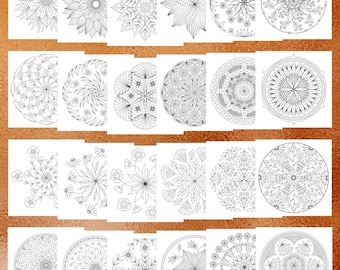 70% de descuento, Páginas para colorear florales para adultos, 48 páginas para colorear imprimibles, Descarga instantánea, Páginas para colorear en PDF Páginas para colorear Mandala, CB007
